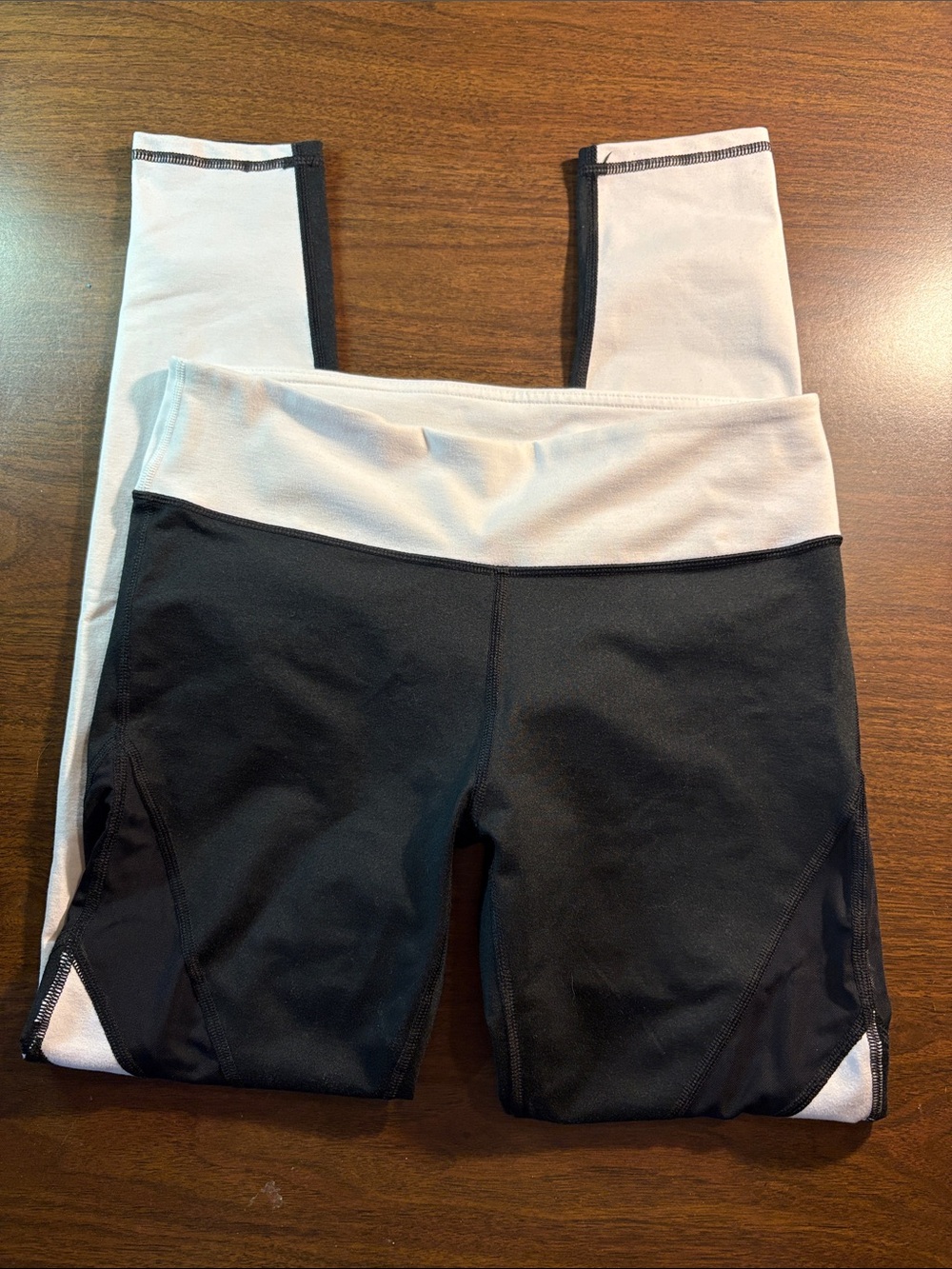 Fabletics Black and White Colorblock High-Rise Leggings